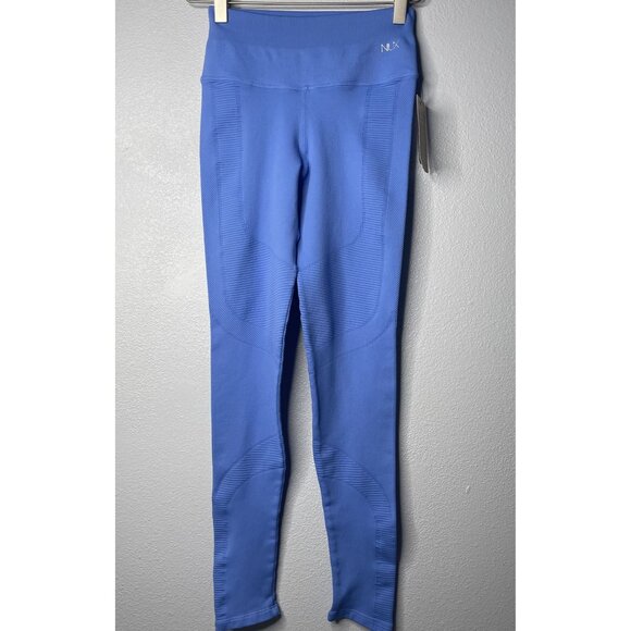 Nux One by One Blue Ribbed Leggings SZ S Thick Yoga/Activewear NWT - Picture 1 of 7